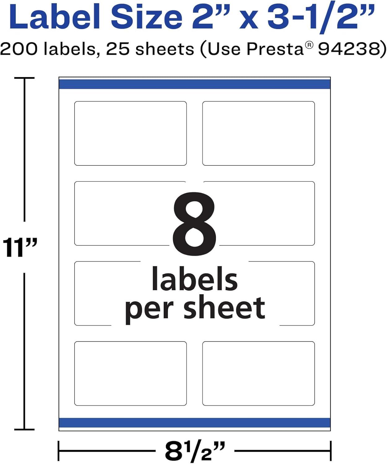 imageAvery Durable Removable Rectangle Labels Sure Feed Technology 2quot x 35quot Matte White Film WaterResistant PrinttoTheEdge LaserPigmentBased Inkjet Printable 200 Total200 labels