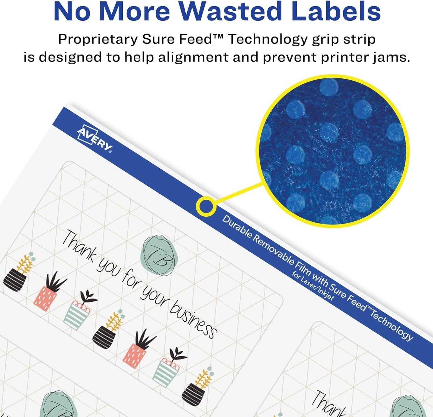 imageAvery Durable Removable Rectangle Labels Sure Feed Technology 2quot x 35quot Matte White Film WaterResistant PrinttoTheEdge LaserPigmentBased Inkjet Printable 200 Total200 labels
