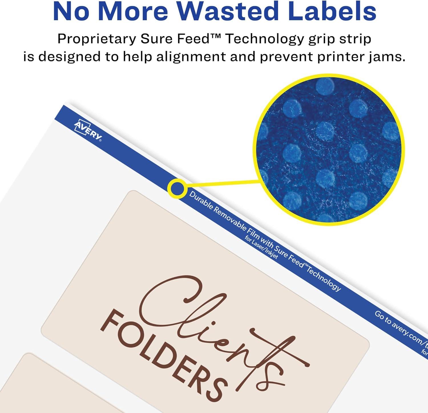 imageAvery Durable Removable Rectangle Labels Sure Feed Technology 3quot x 5quot Matte White Film WaterResistant PrinttoTheEdge LaserPigmentBased Inkjet Printable 75 Total24 labels