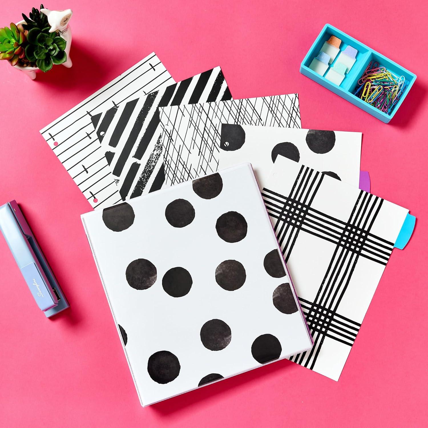 imageAvery Durable View 3 Ring Binder 1 Inch Round Rings Black and White Dots 1 Fashion Binder 26744