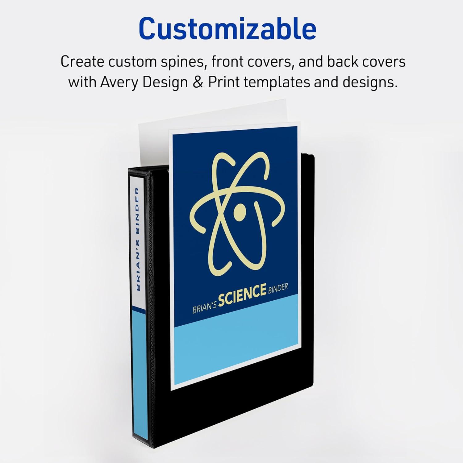 imageAvery Durable View 3 Ring Binder 1 Inch Slant Rings 250Sheet Capacity DuraHinge 14 Inch Wide Spine Customizable Clear Covers and Spine 1 Bright Aqua Blue Binder 17295Aqua