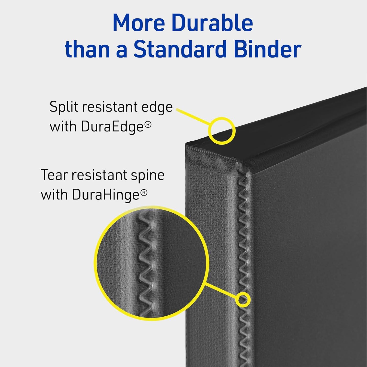 imageAvery Durable View 3 Ring Binder 2 Inch Slant Rings 530Sheet Capacity DuraHinge 28 Inch Wide Spine Customizable Clear Covers and Spine 1 Dark Blue Binder 17034Blue