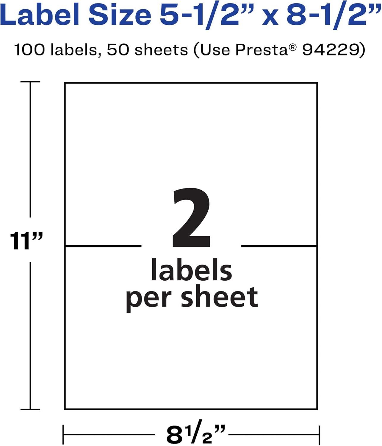 imageAvery Durable Waterproof Rectangle Labels 55quot x 85quot 20 Total Oil and TearResistant Waterproof LaserPigmentBased Inkjet Printable100 labels