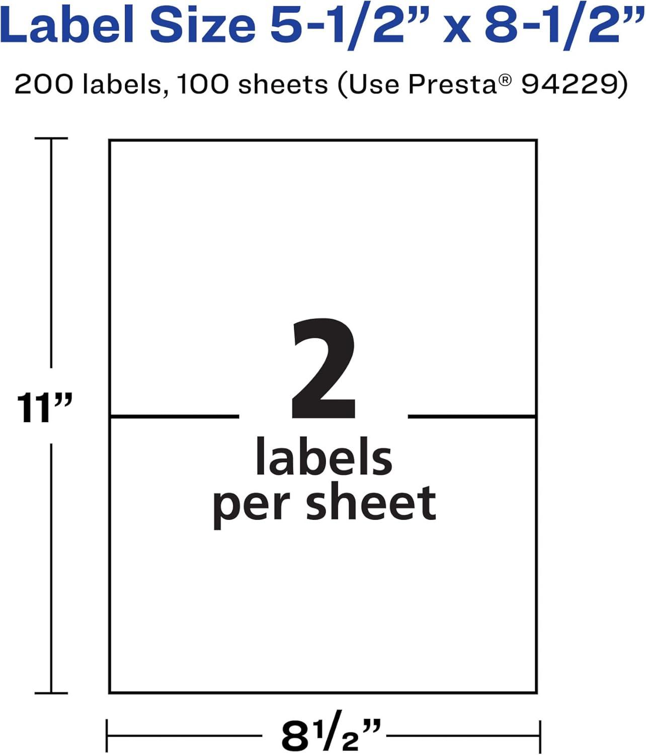 imageAvery Durable Waterproof Rectangle Labels 55quot x 85quot 20 Total Oil and TearResistant Waterproof LaserPigmentBased Inkjet Printable200 labels