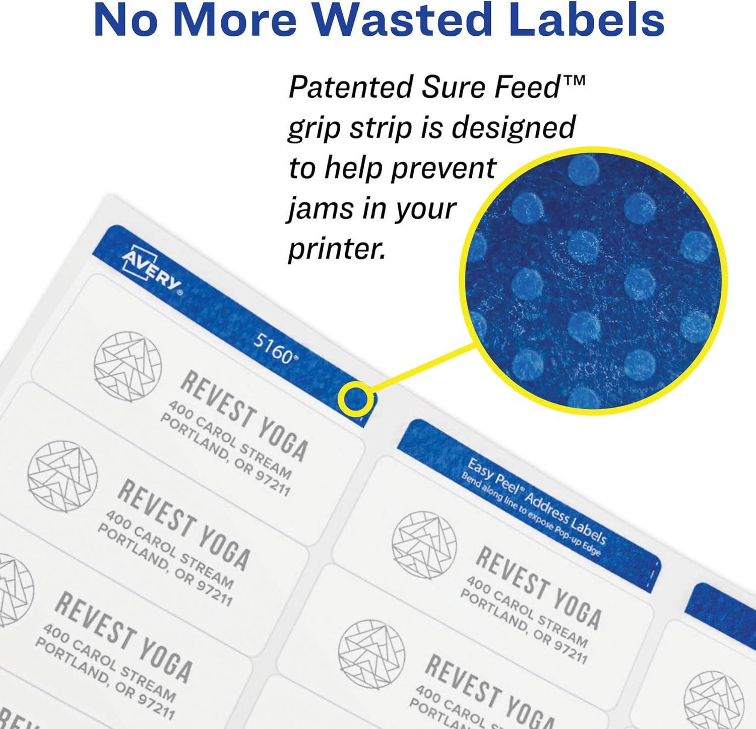imageAvery Easy Peel Address Labels Sure Feed Permanent White 23quot x 134quot 2 Pack 1200 Labels Total 32133