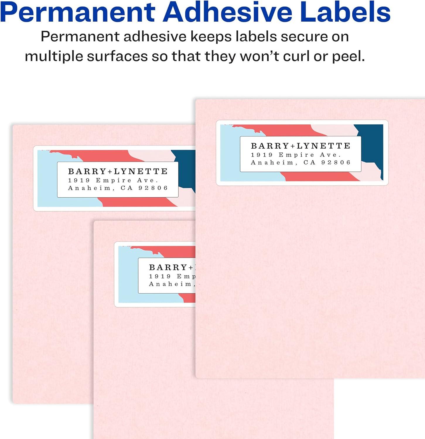 imageAvery Easy Peel Printable Address Labels with Sure Feed 1quot x 258quot Customizable Stickers White 300 Blank Mailing Labels Great for Mailing Shipping and More 181601 x 2 58