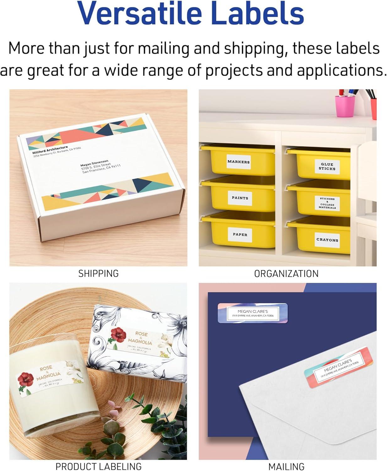 imageAvery Easy Peel Printable Address Labels with Sure Feed 1quot x 258quot Customizable Stickers White 300 Blank Mailing Labels Great for Mailing Shipping and More 181601 x 258 Pack of 5