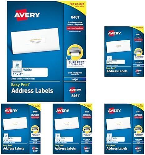 imageAvery Easy Peel Printable Address Labels with Sure Feed 1quot x 4quot White 500 Blank Mailing Labels 081612000 labels