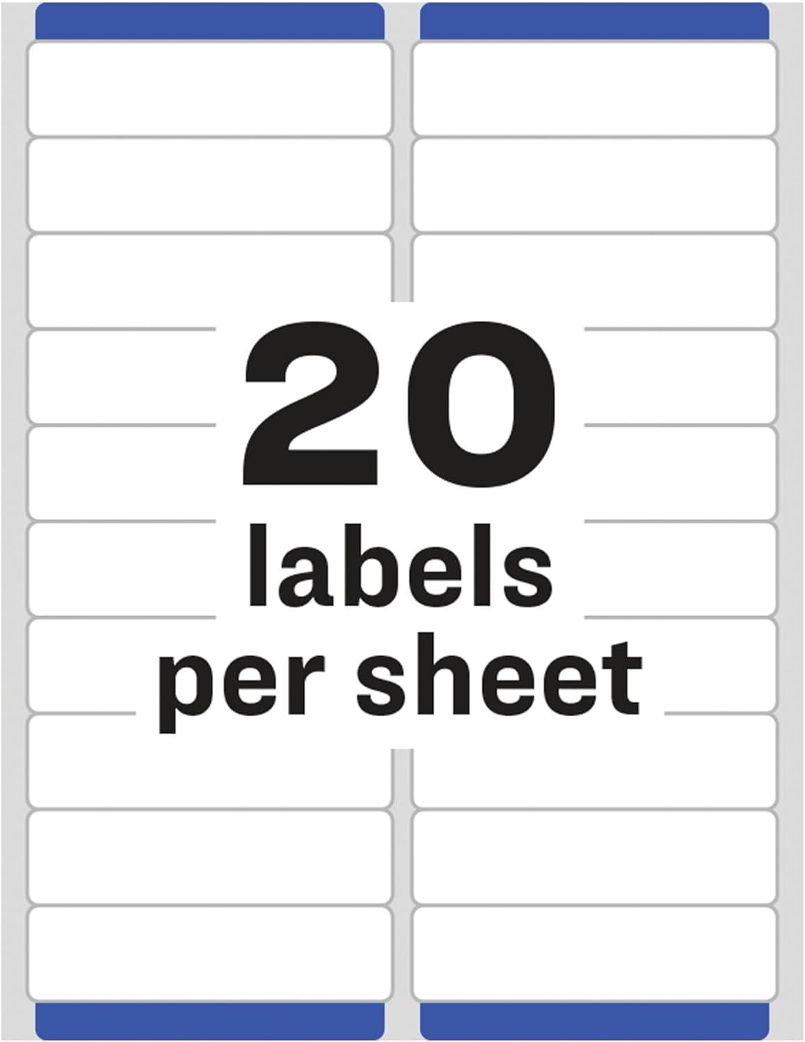 imageAvery Easy Peel Printable Address Labels with Sure Feed 1quot x 4quot White 500 Blank Mailing Labels 081612000 labels Pack of 5