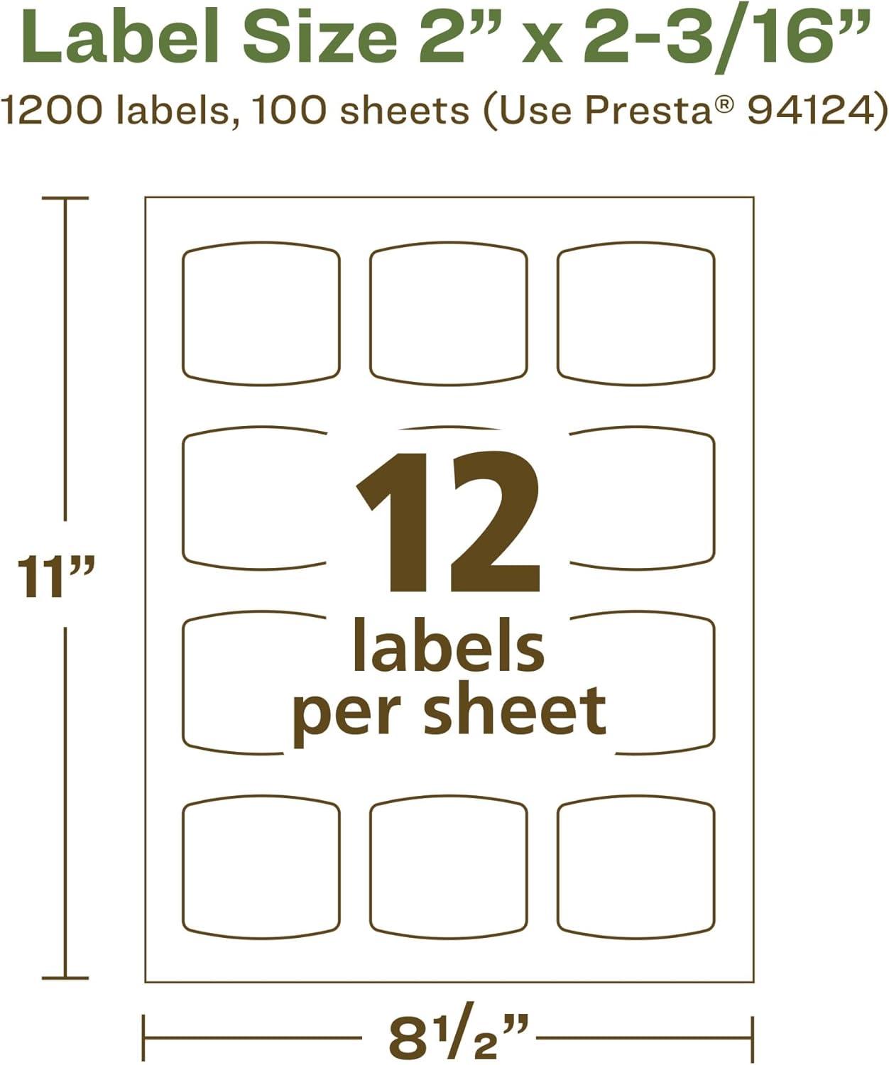 imageAvery EcoFriendly Matte White Recycled Arched Square Labels 2quot x 2316quot PrinttoTheEdge Matte White Labels Permanent Adhesive LaserInkjet Printable 120 Total1 200 labels