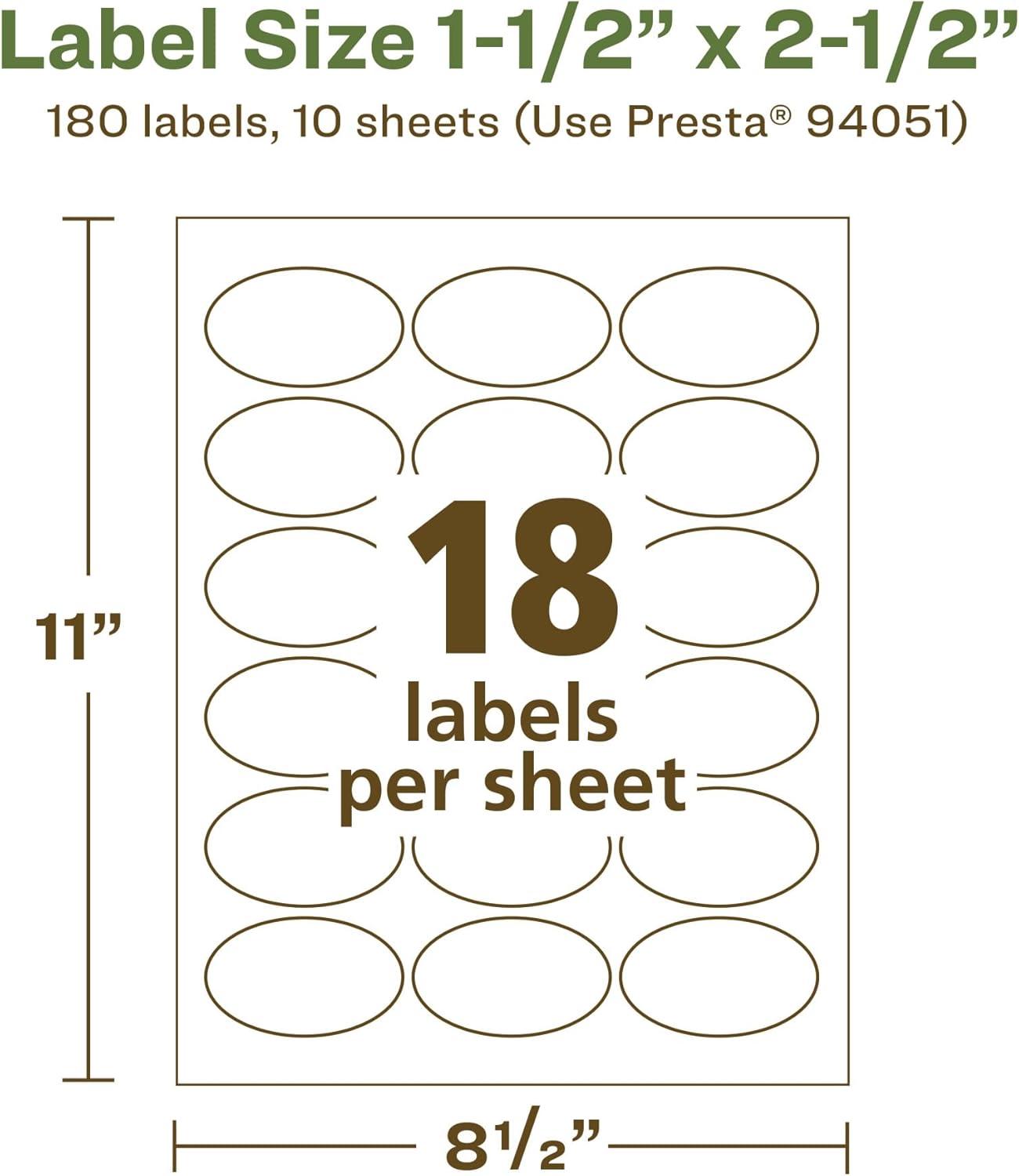 imageAvery EcoFriendly Matte White Recycled Oval Labels 15quot x 25quot Matte White Labels Permanent Adhesive LaserInkjet Printable 450 Total180 labels