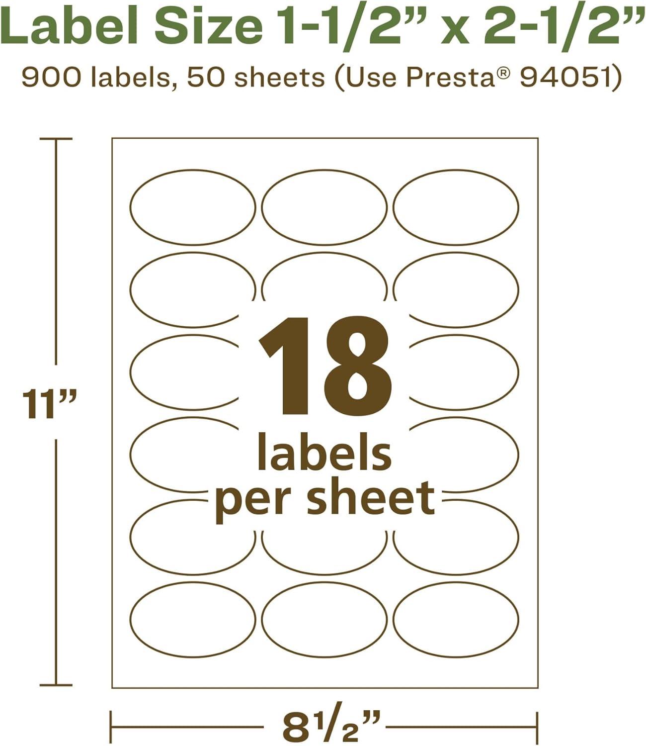 imageAvery EcoFriendly Matte White Recycled Oval Labels 15quot x 25quot Matte White Labels Permanent Adhesive LaserInkjet Printable 450 Total900 labels