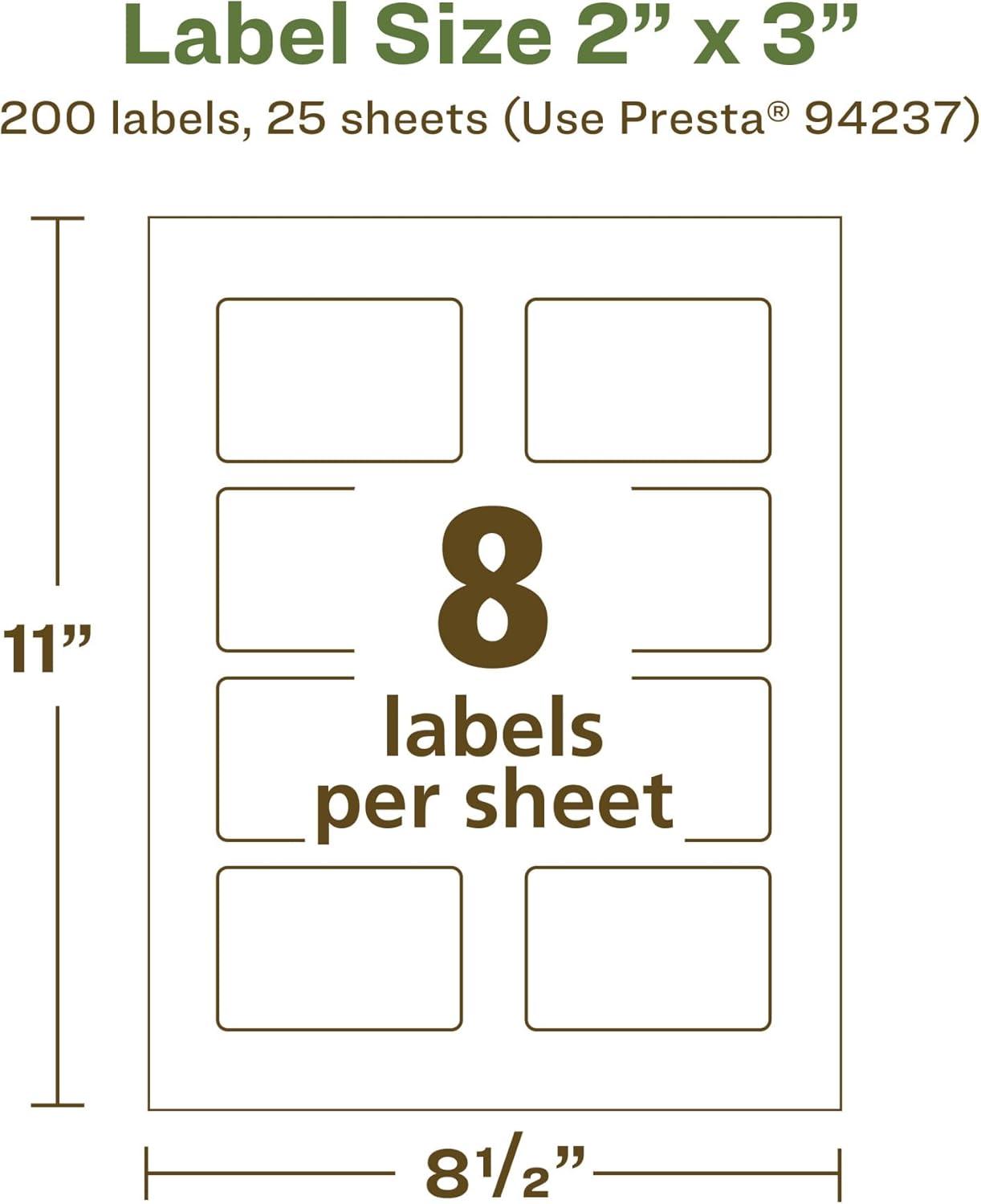 imageAvery EcoFriendly Matte White Recycled Rectangle Labels 2quot x 3quot PrinttoTheEdge Matte White Labels Permanent Adhesive LaserInkjet Printable 80 Total200 labels