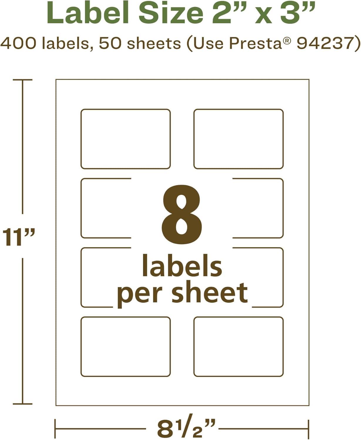 imageAvery EcoFriendly Matte White Recycled Rectangle Labels 2quot x 3quot PrinttoTheEdge Matte White Labels Permanent Adhesive LaserInkjet Printable 80 Total400 labels