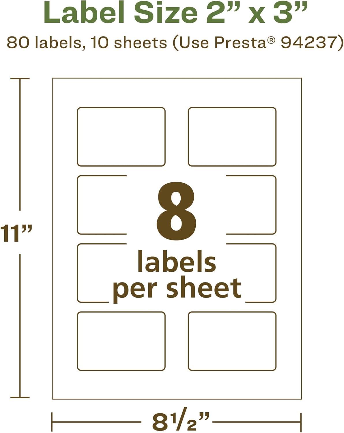 imageAvery EcoFriendly Matte White Recycled Rectangle Labels 2quot x 3quot PrinttoTheEdge Matte White Labels Permanent Adhesive LaserInkjet Printable 80 Total80 labels