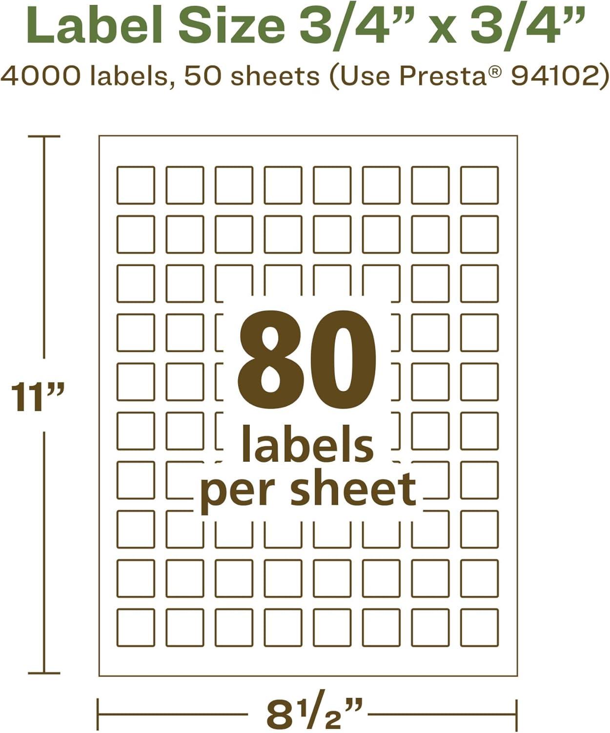 imageAvery EcoFriendly Matte White Recycled Square Labels 34quot x 34quot PrinttoTheEdge Matte White Labels Permanent Adhesive LaserInkjet Printable 800 Total4 000 labels