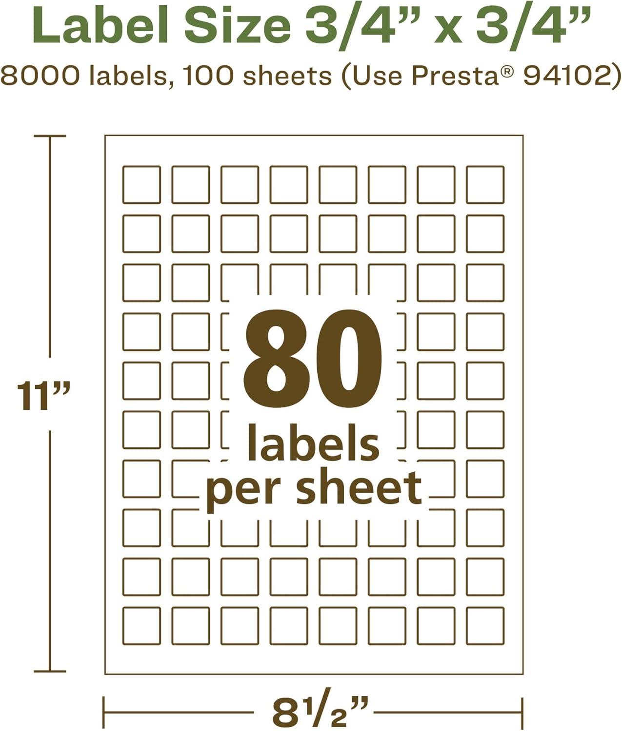 imageAvery EcoFriendly Matte White Recycled Square Labels 34quot x 34quot PrinttoTheEdge Matte White Labels Permanent Adhesive LaserInkjet Printable 800 Total8 000 labels