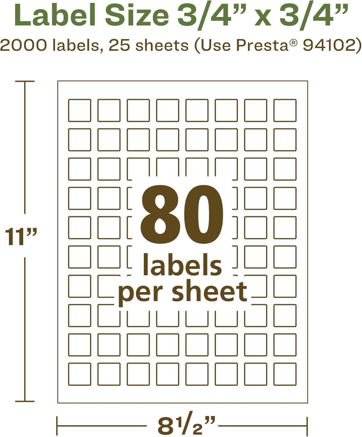 imageAvery EcoFriendly Matte White Recycled Square Labels 34quot x 34quot PrinttoTheEdge Matte White Labels Permanent Adhesive LaserInkjet Printable 800 Total2 000 labels