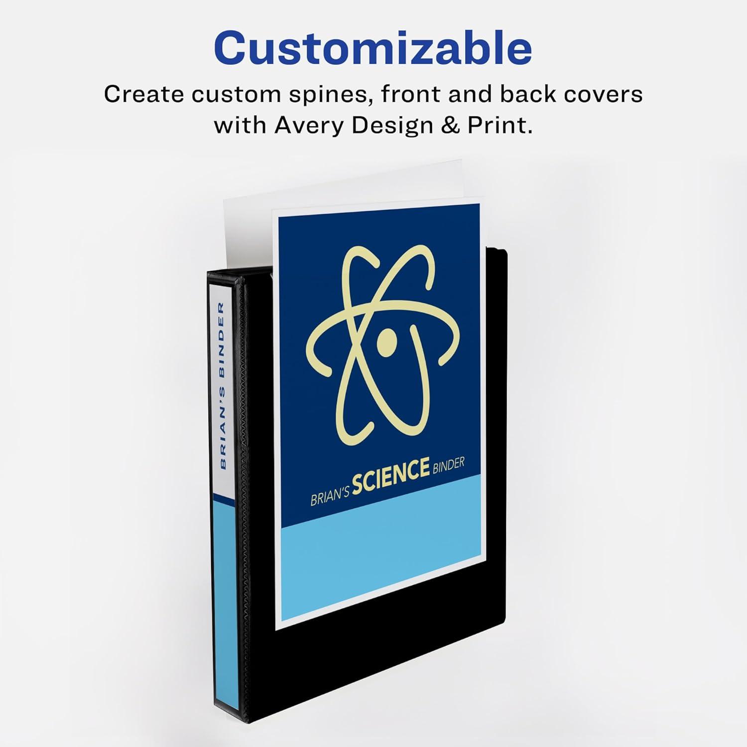 imageAvery Economy Showcase View 3 Ring Binders 15 Inch Slant Rings Black Binder Ideal for Organization Office Use 196501