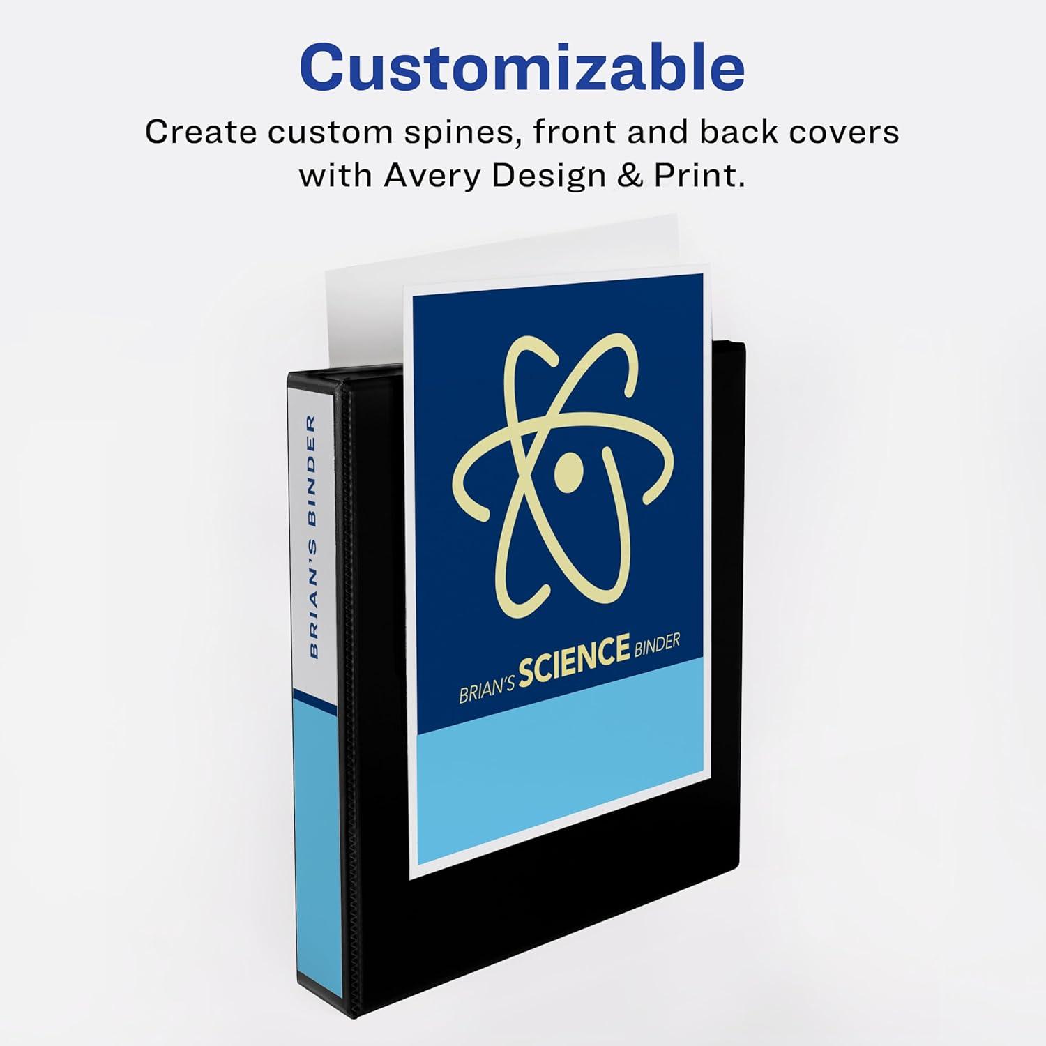 imageAvery Economy Showcase View 3 Ring Binders 15 Inch Slant Rings Black Binder Ideal for Organization Office Use 1965015