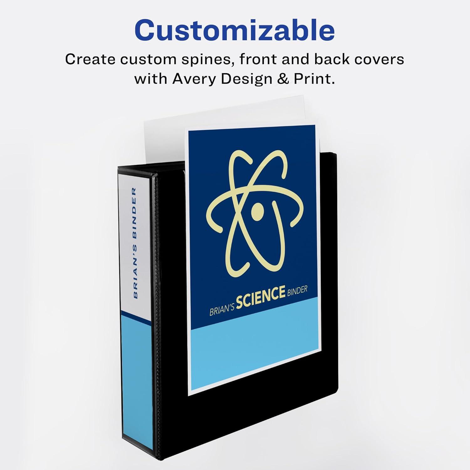 imageAvery Economy Showcase View 3 Ring Binders 15 Inch Slant Rings Black Binder Ideal for Organization Office Use 196502