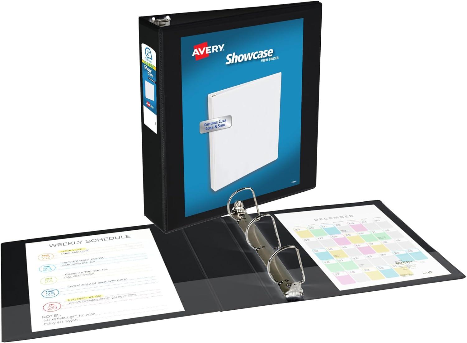 imageAvery Economy Showcase View 3 Ring Binders 15 Inch Slant Rings Black Binder Ideal for Organization Office Use 196502
