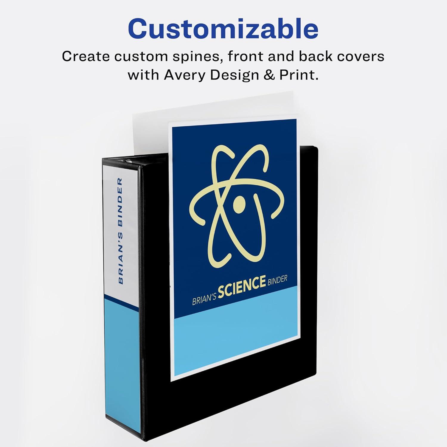 imageAvery Economy Showcase View 3 Ring Binders 15 Inch Slant Rings Black Binder Ideal for Organization Office Use 196503
