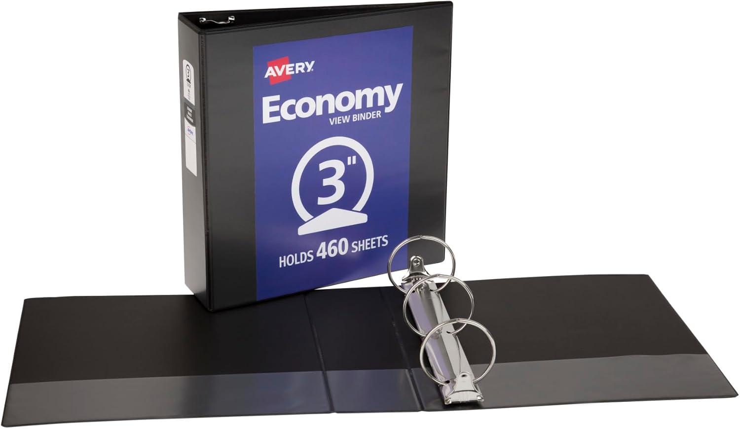 imageAvery Economy View 3 Ring Binder 1 Inch Round Rings 12 Black Binders 057103