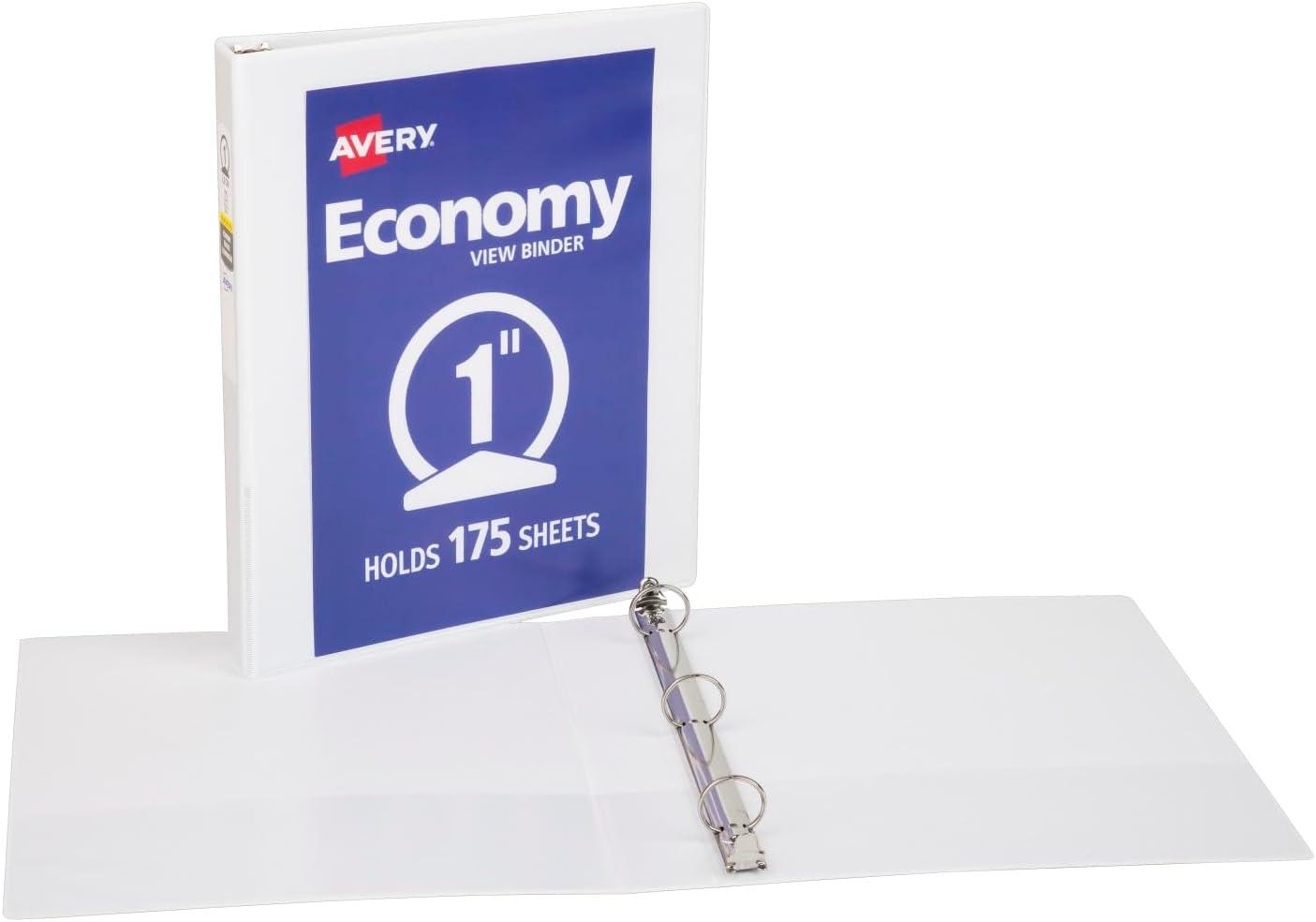 imageAvery Economy View 3 Ring Binder 3quot Round Rings 1 White Binder 057411
