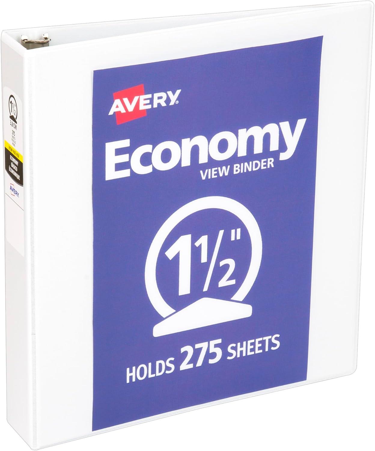 imageAvery Economy View 3 Ring Binder 3quot Round Rings 1 White Binder 0574115