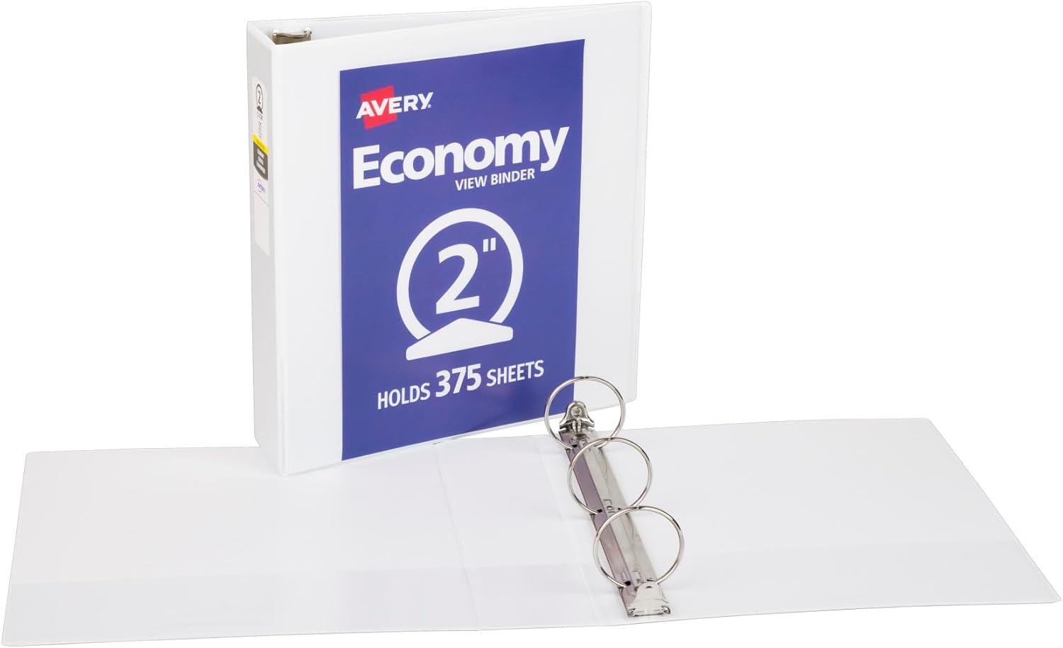 imageAvery Economy View 3 Ring Binder 3quot Round Rings 1 White Binder 057412