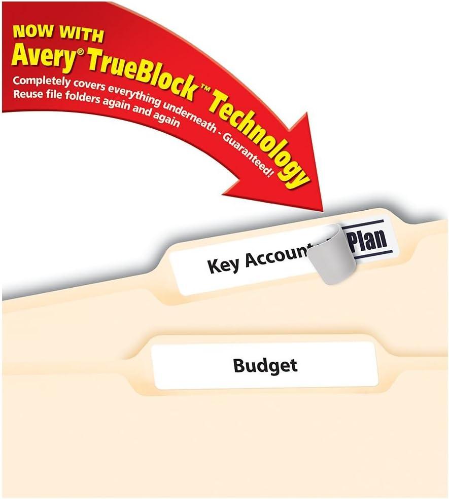 imageAvery File Folder Labels for Laser ampamp Inkjet Printers 066quot x 343quot White 150 Pack 8478