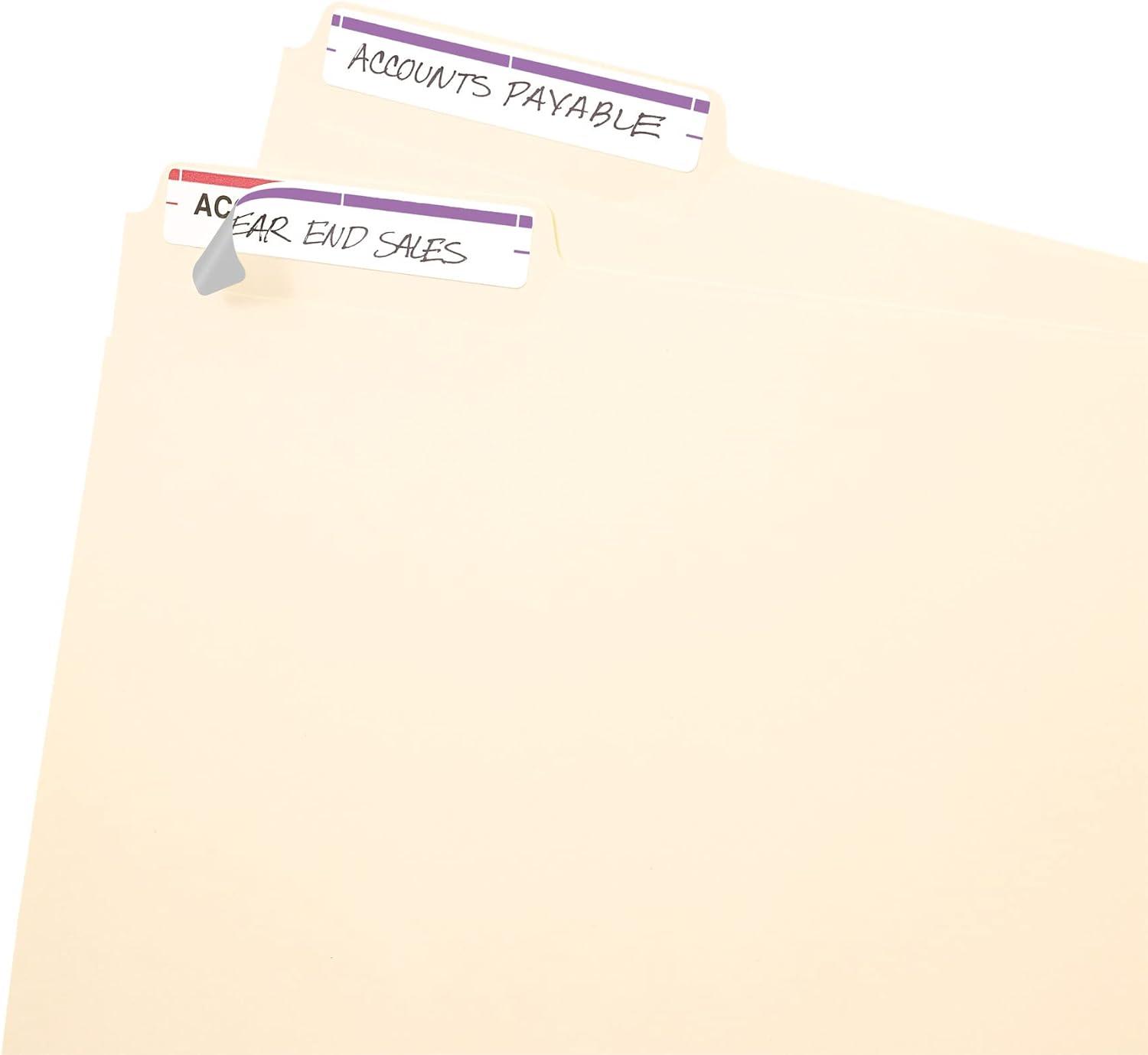 imageAvery File Folder Labels on 4quot x 6quot Sheets Easy Peel WhitePurple Print or Write 23quot x 3716quot 252 Labels 5204