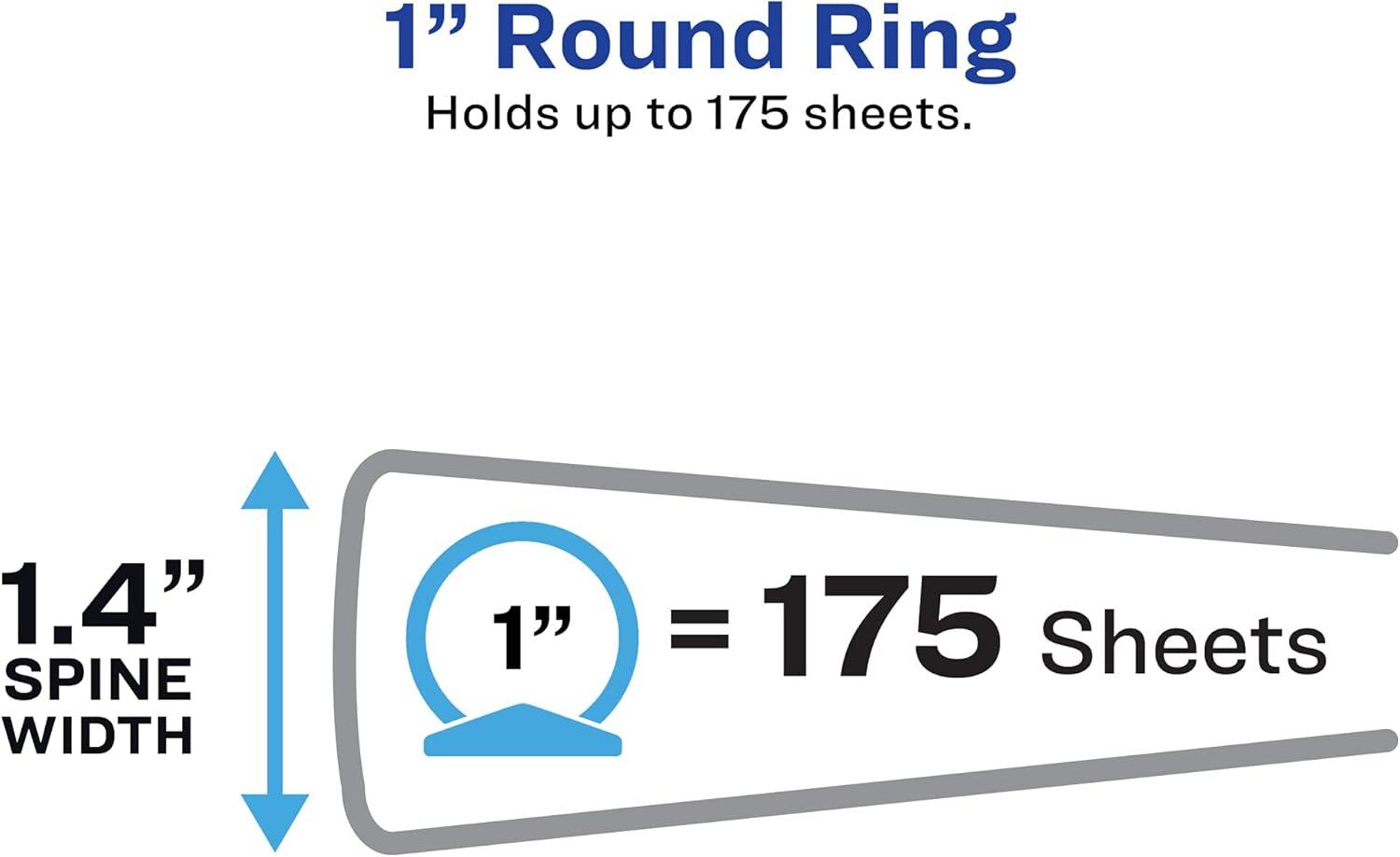 imageAvery FlexiView 3 Ring Binder 1 Inch Round Rings 1 Blue Binder 17607Assorted