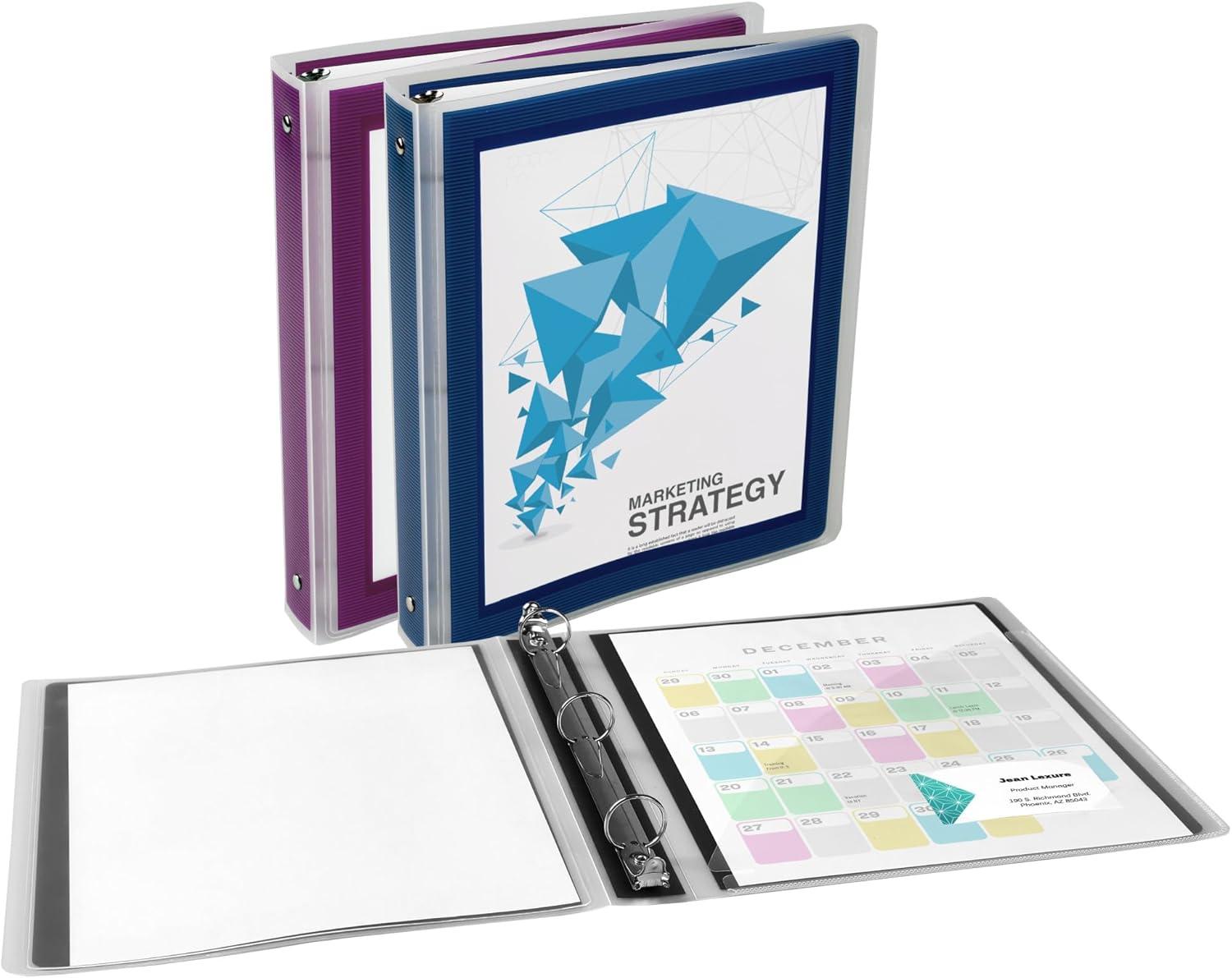 imageAvery FlexiView 3 Ring Binder 1 Inch Round Rings 1 Blue Binder 17607Assorted