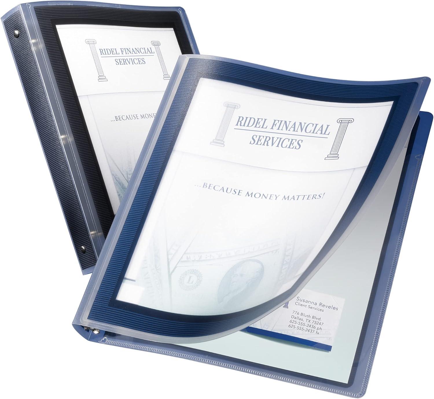 imageAvery FlexiView 3 Ring Binder 1 Inch Round Rings 1 Blue Binder 17607Black