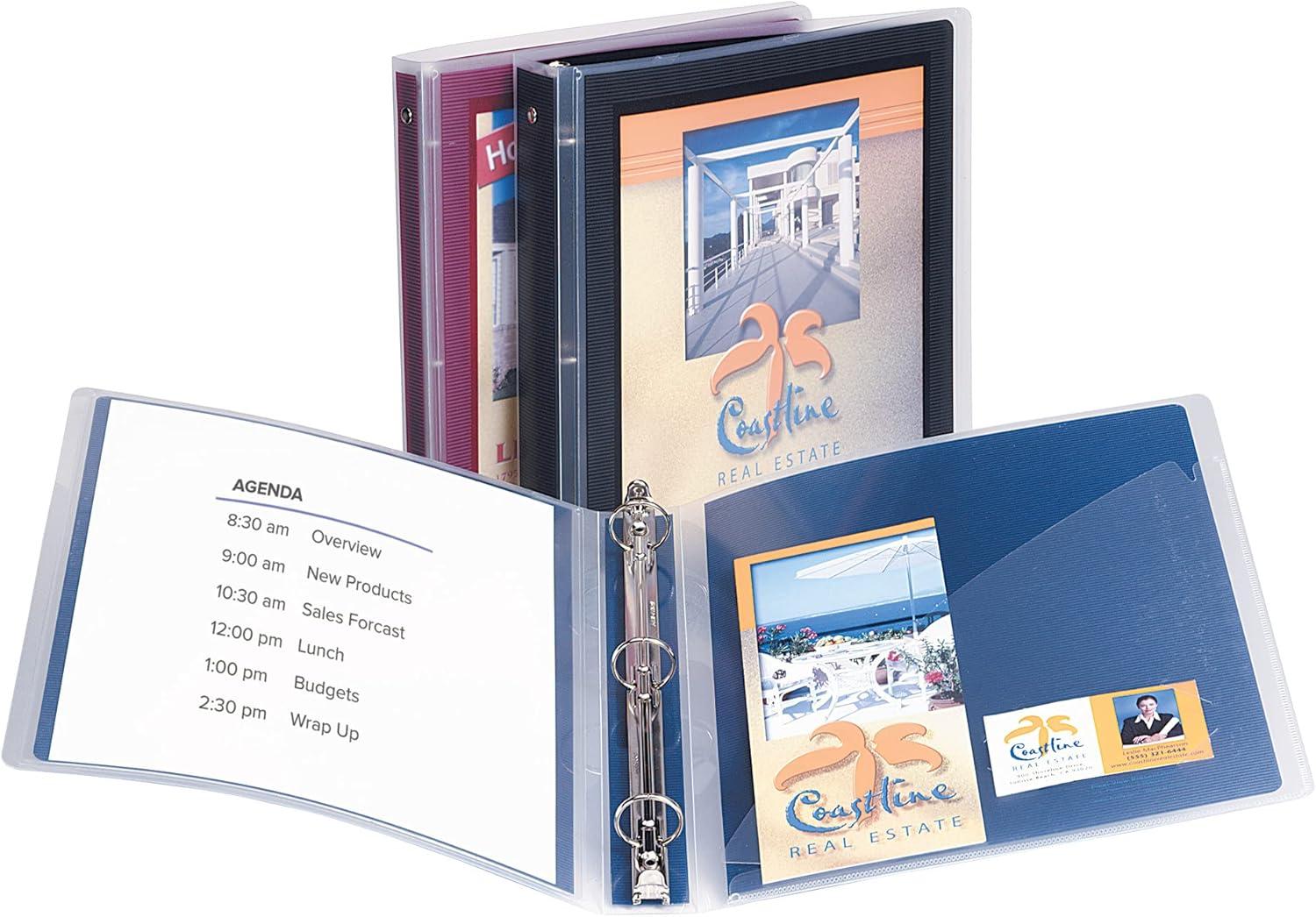 imageAvery FlexiView 3 Ring Binder 1 Inch Round Rings 1 Blue Binder 17607Black