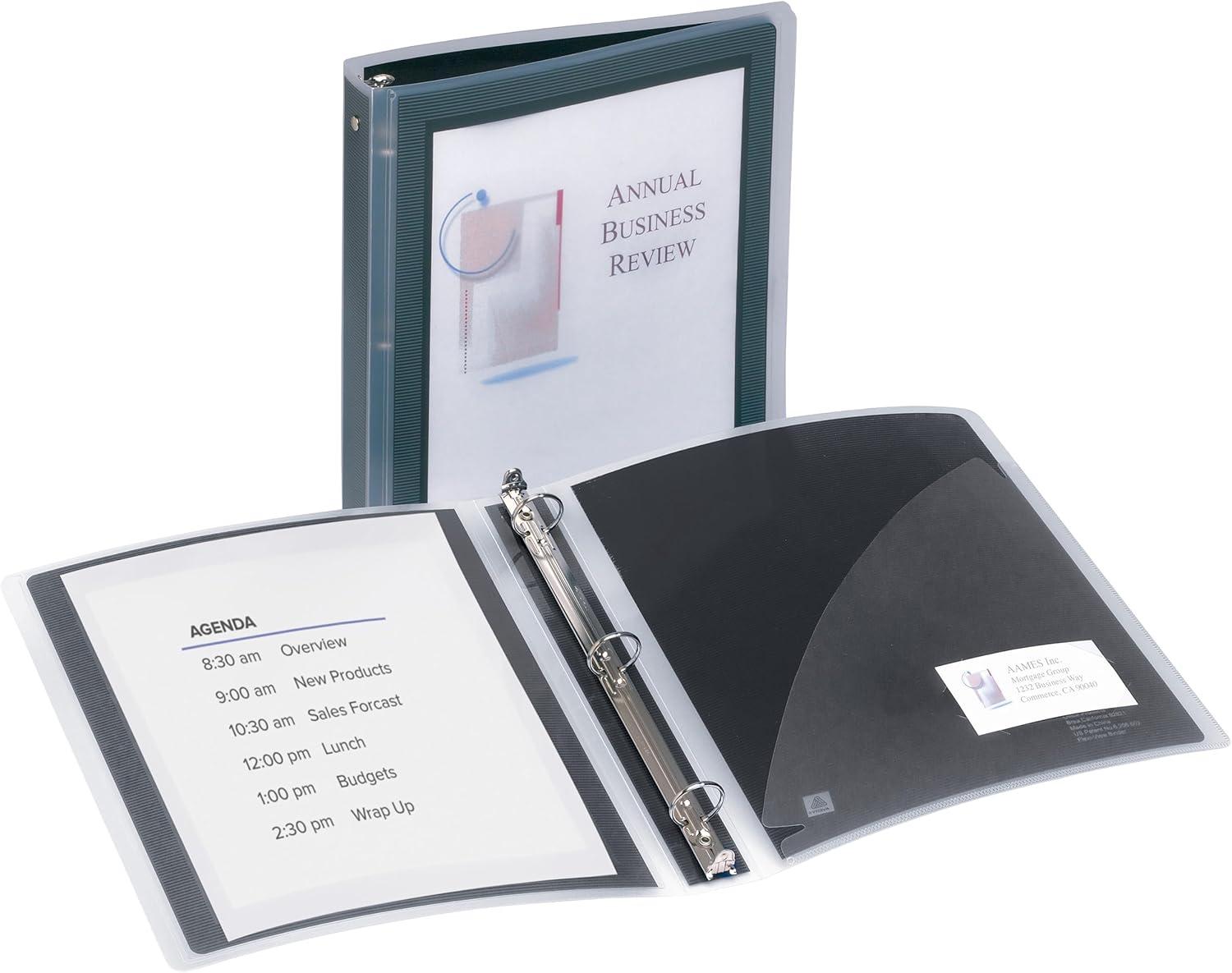 imageAvery FlexiView 3 Ring Binder 1 Inch Round Rings 1 Blue Binder 17607Black