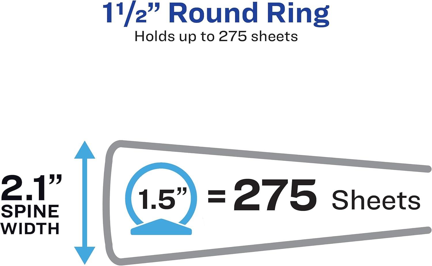 imageAvery FlexiView 3 Ring Binder 1 Inch Round Rings 1 Blue Binder 17607Black