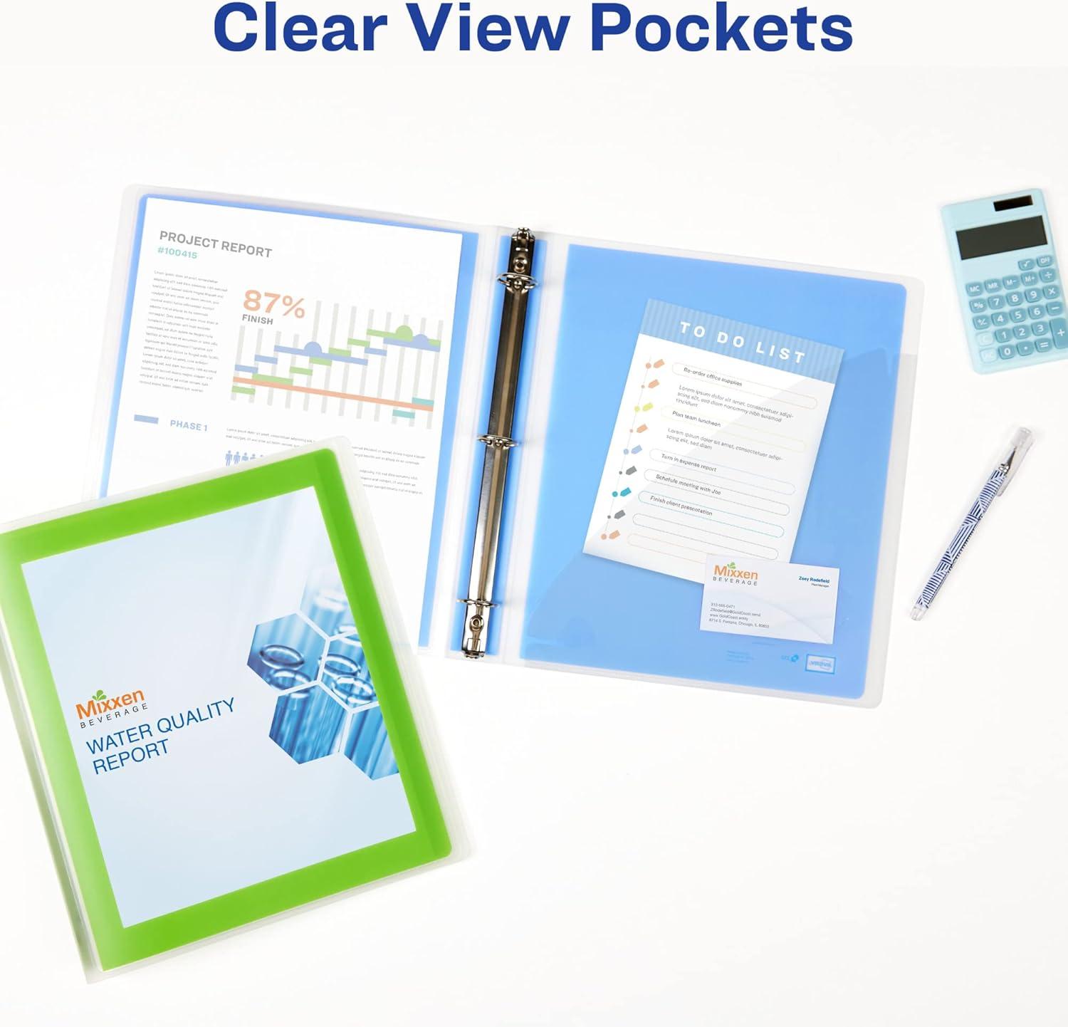 imageAvery FlexiView 3 Ring Binder 1 Inch Round Rings 1 Blue Binder 17607Blue
