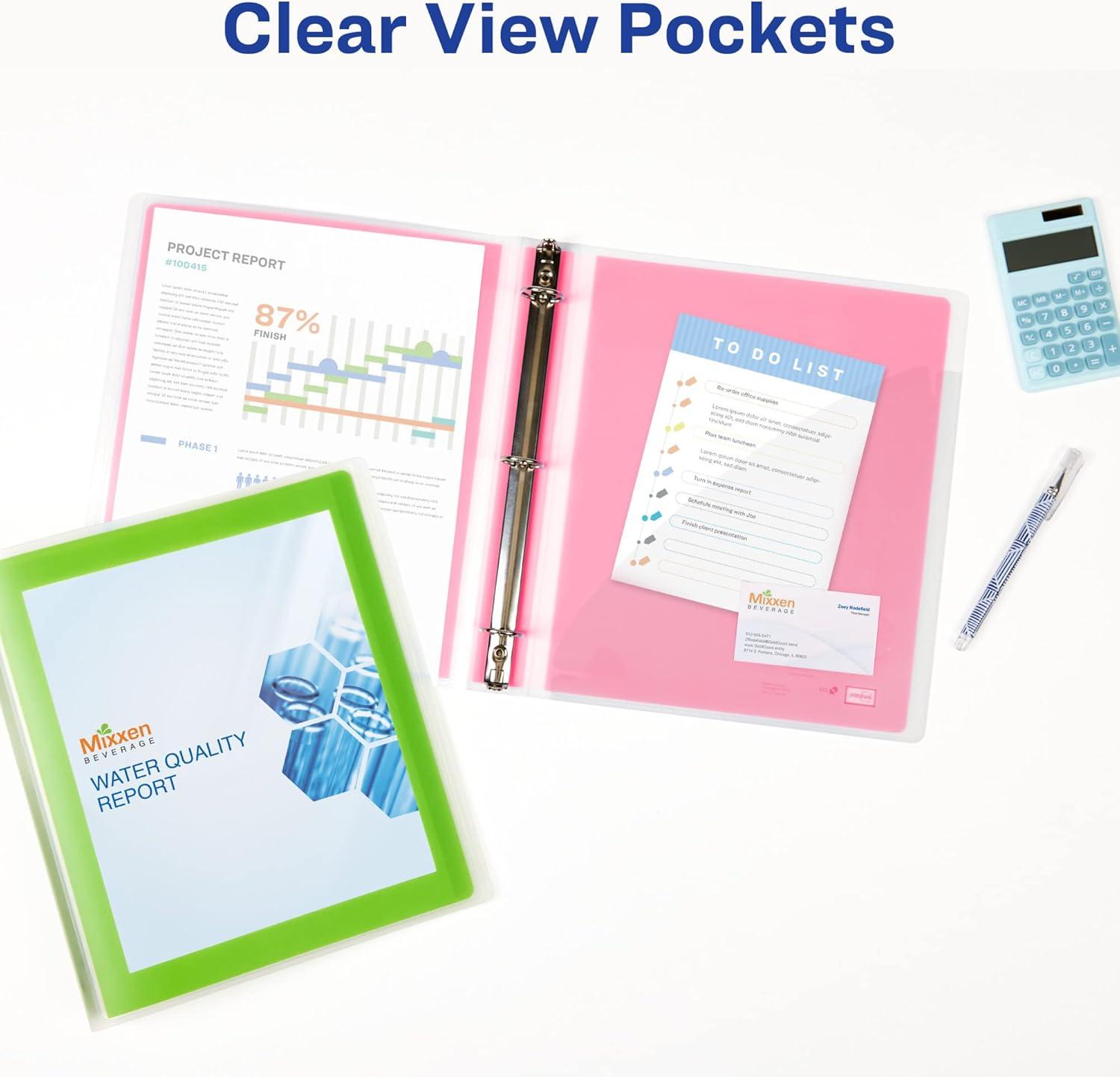 imageAvery FlexiView 3 Ring Binder 1 Inch Round Rings 1 Blue Binder 17607Chartreuse Green