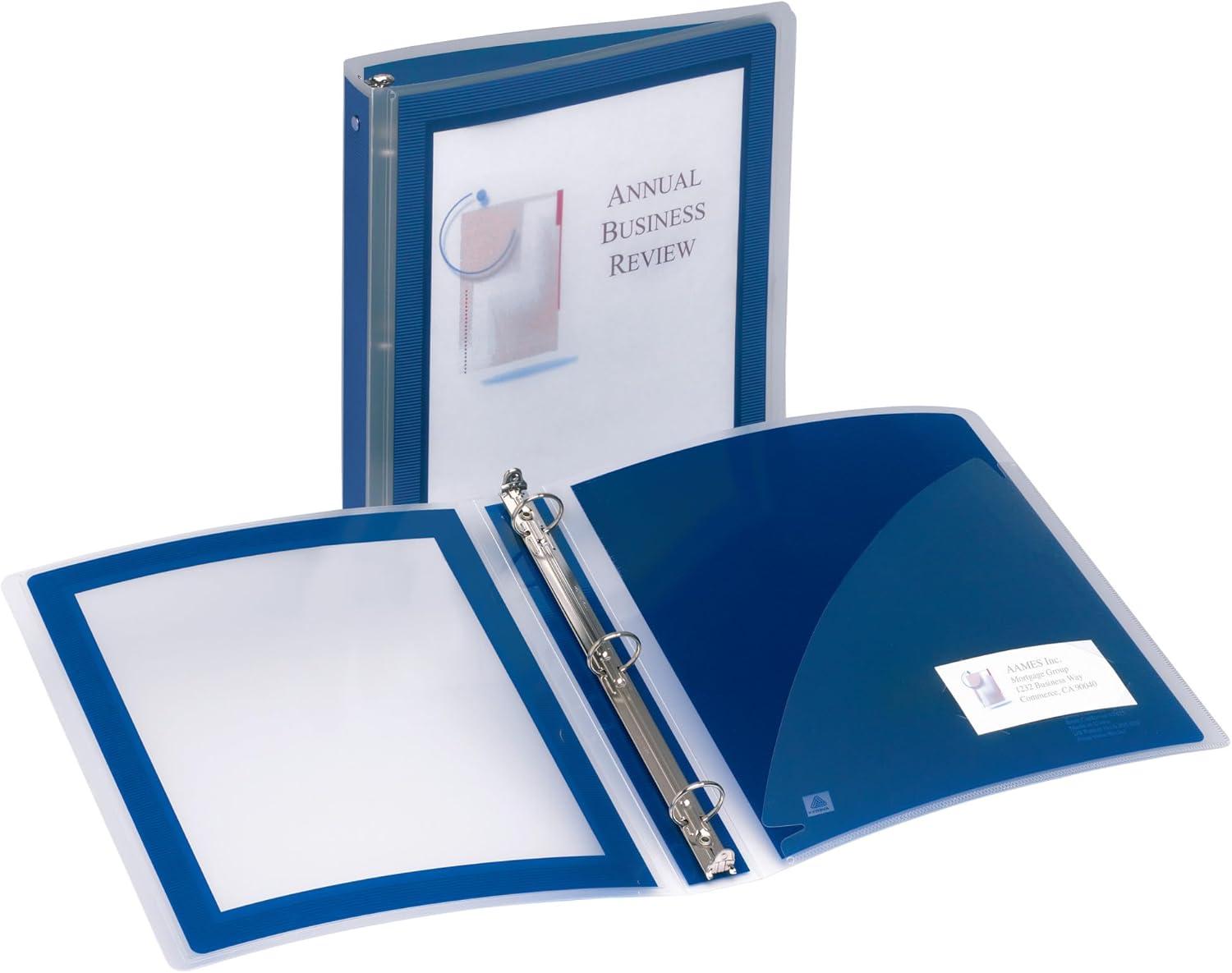 imageAvery FlexiView 3 Ring Binder 1 Inch Round Rings 1 Blue Binder 17607Navy Blue