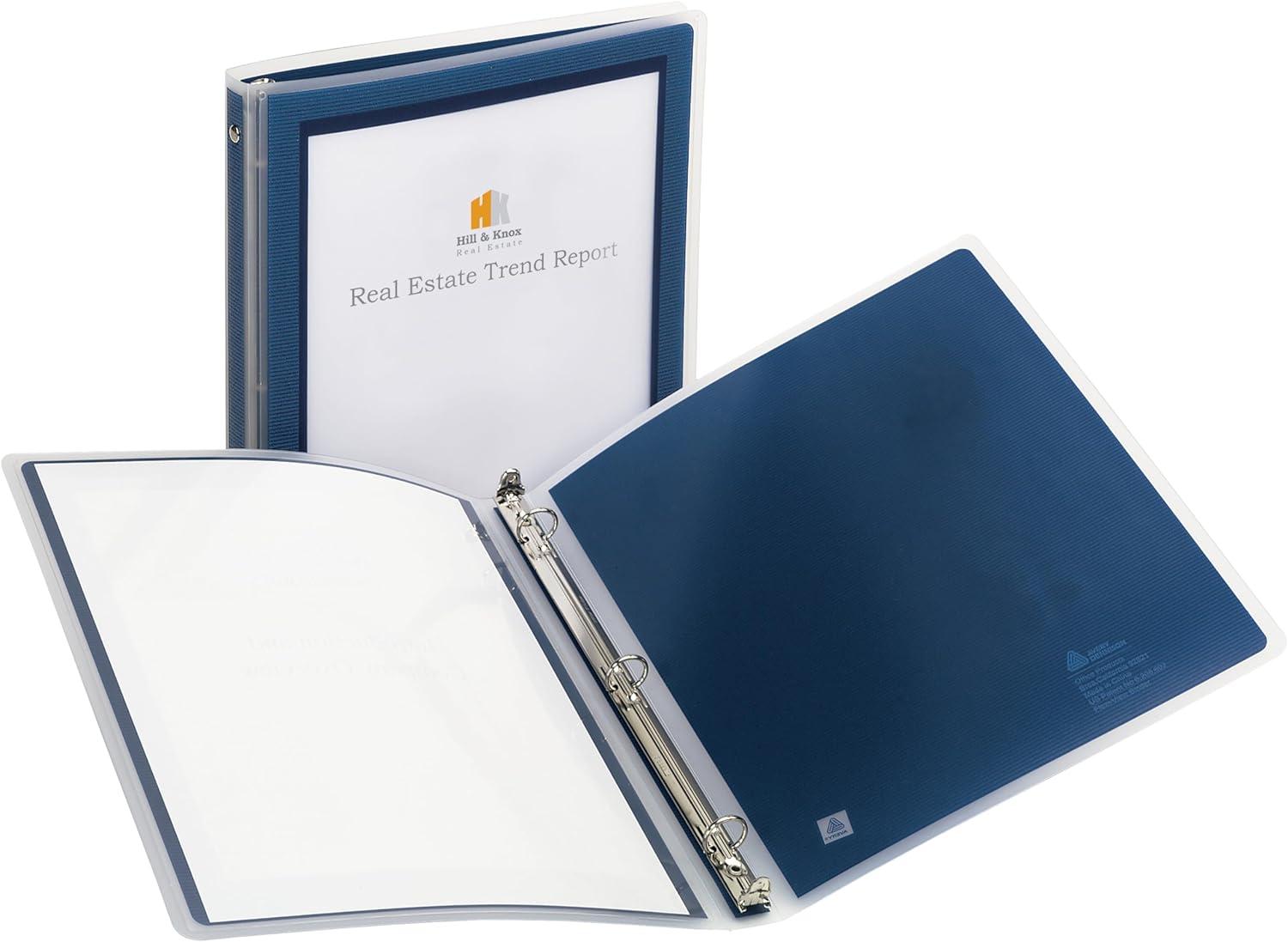 imageAvery FlexiView 3 Ring Binder 1 Inch Round Rings 1 Blue Binder 17607Navy Blue