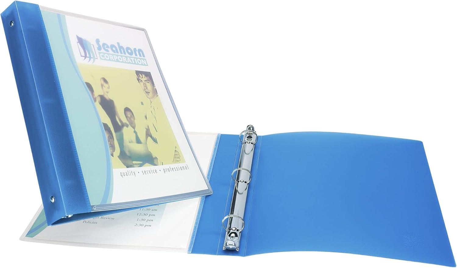 imageAvery Flexible View 3 Ring Binder 12 Inch Round Rings 1 Blue Binder 176703 Pack