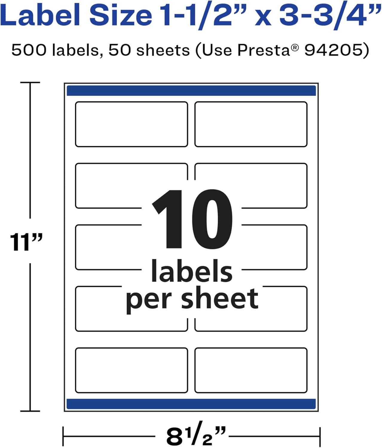 imageAvery Glossy White Rectangle Labels Sure Feed Technology 15quot x 375quot 100 Glossy White Labels PrinttoTheEdge Permanent Adhesive LaserInkjet Printable500 labels