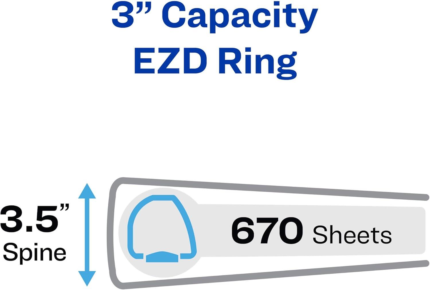 imageAvery HeavyDuty 3 Inch Binders 3 Ring View Binder 15 Inch EZD Ring Black Sturdy 79693