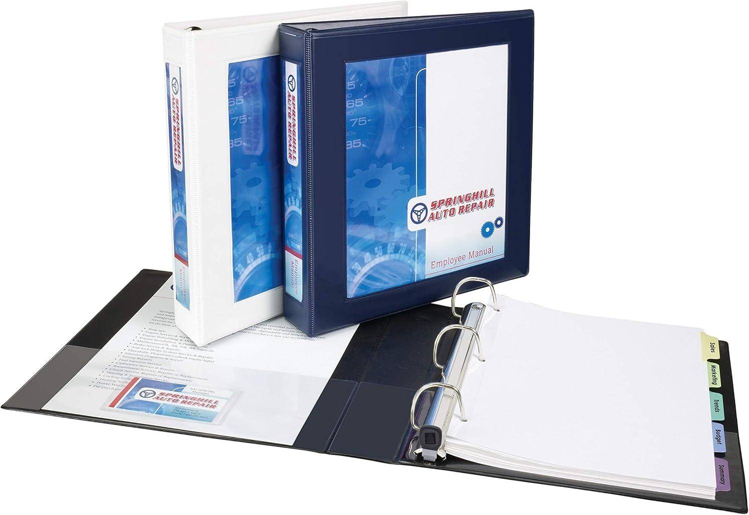 imageAvery HeavyDuty Framed View 3Ring Binder 1quot EZD Rings 1 Navy Blue Binder 680551 inch