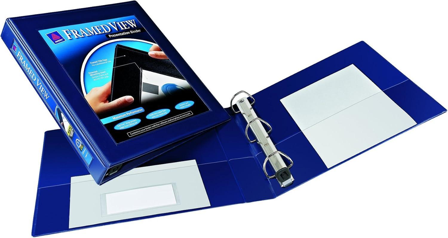 imageAvery HeavyDuty Framed View 3Ring Binder 1quot EZD Rings 1 Navy Blue Binder 680551 inch Pack of 12
