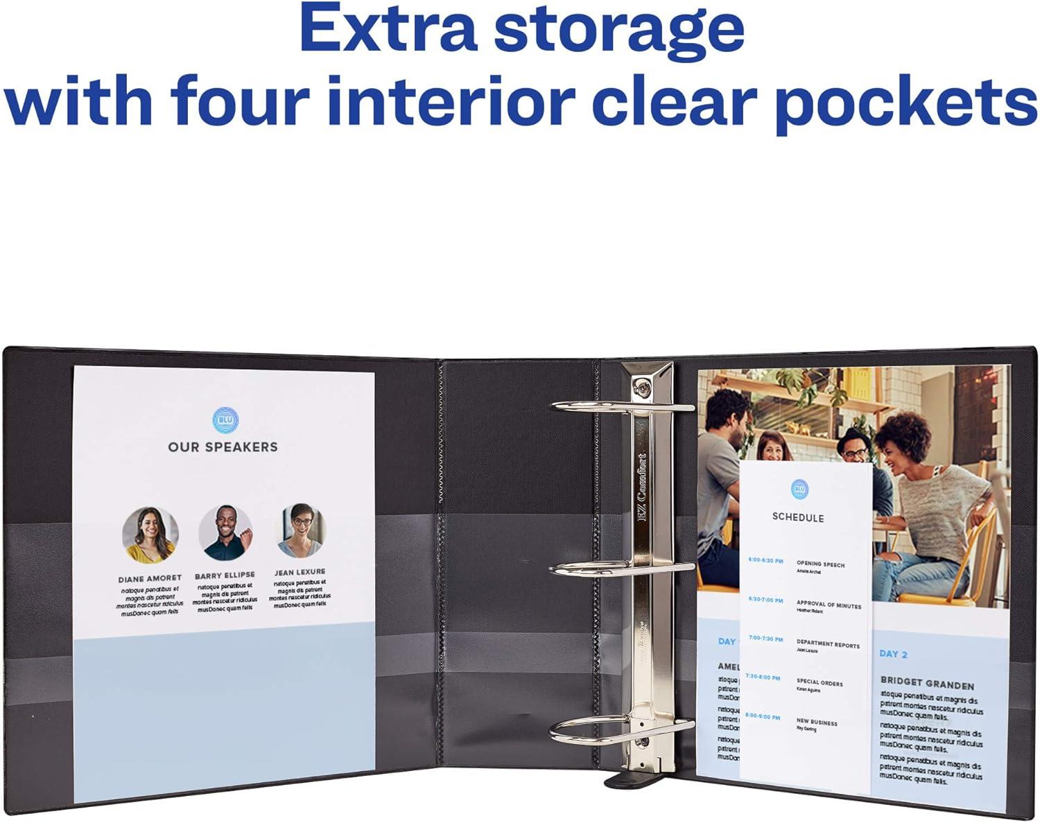 imageAvery HeavyDuty View 3 Ring Binder 15quot One Touch EZD Rings 1 Navy Blue Binder 79805Navy Blue