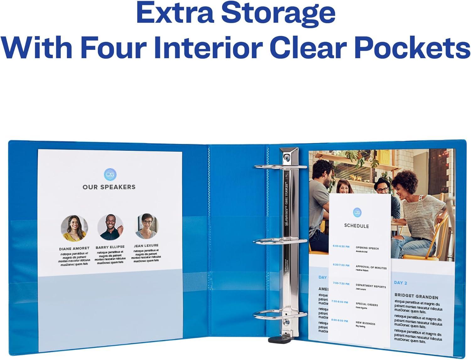 imageAvery HeavyDuty View 3 Ring Binder 1quot One Touch Slant Rings Holds 85quot x 11quot Paper 1 Light Blue Binder 05301Light Blue